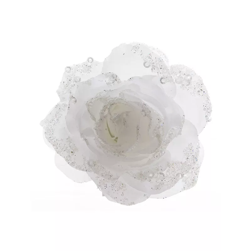 14cm Clip On Rose - Winter White