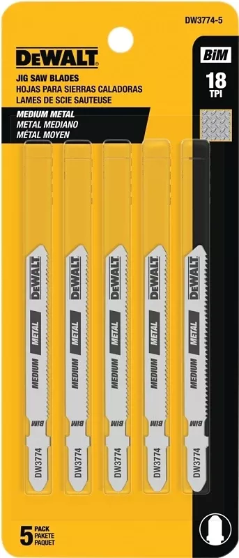3 In. High Carbon Steel T-shank Jig Saw Blade 18 Tpi 5 Pk