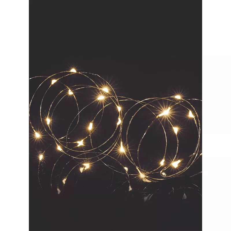 50 LED Battery Operated Multi-Action Pin Wire Christmas Lights - Warm White