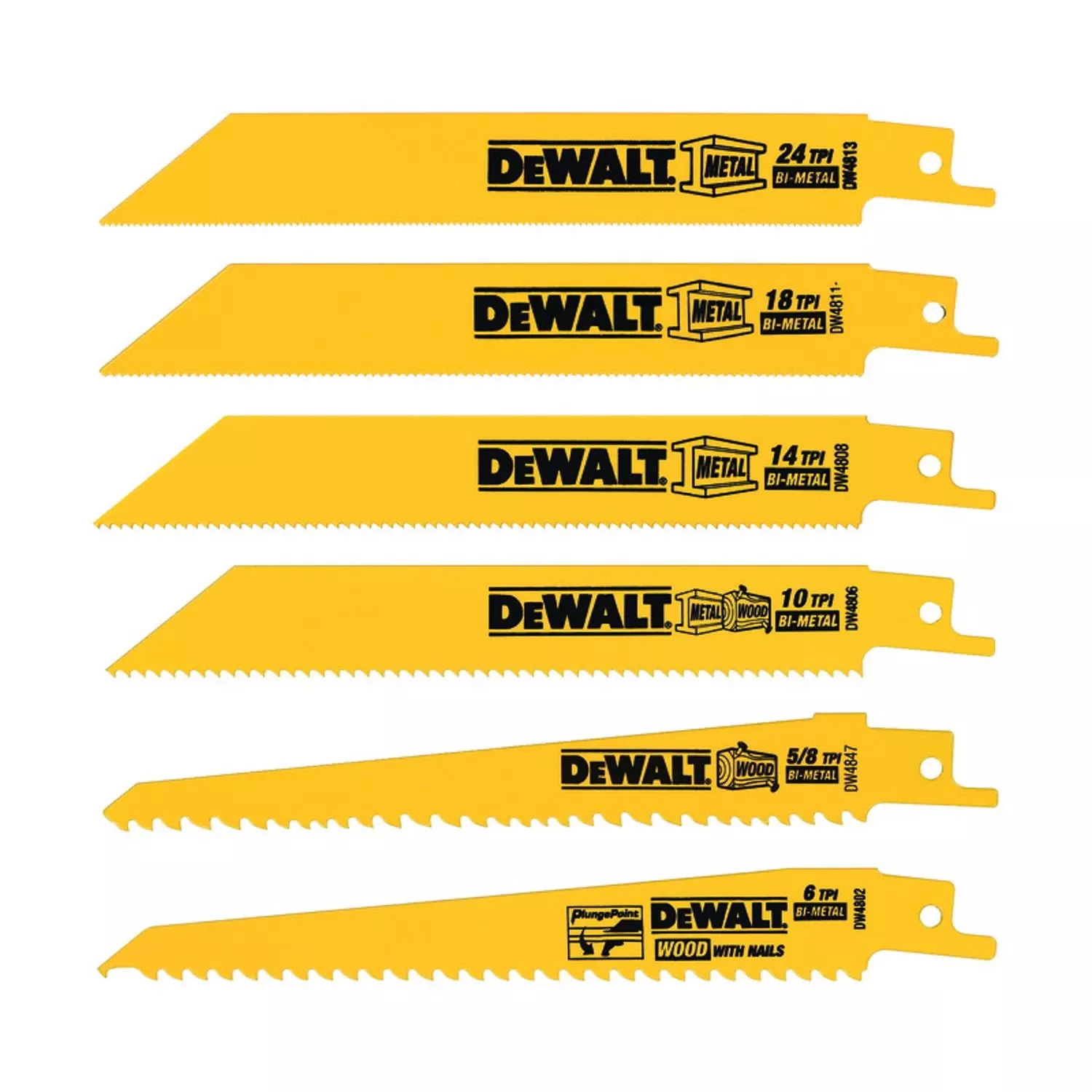 Bi-metal Reciprocating Saw Blade Set Multi Tpi 6 Pk